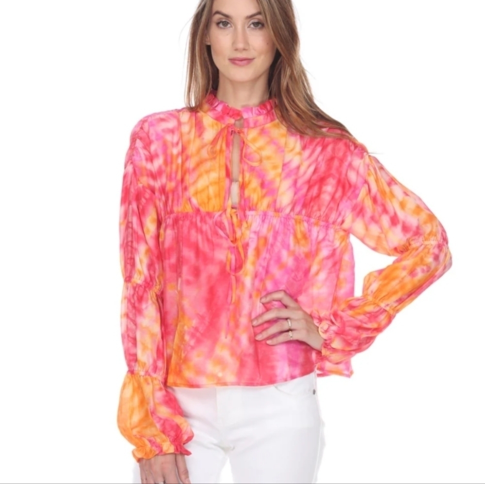 Zero Degrees Celsius Blouse Colorful Anthropologie Boho Tie-Dye - Picture 1 of 7